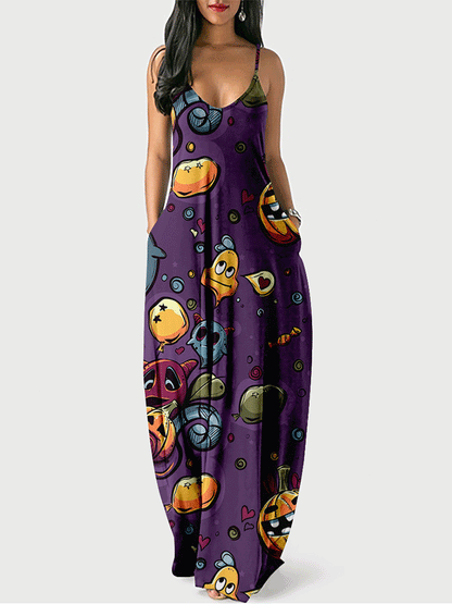 Pumpkin Spaghetti Strap Maxi Dress