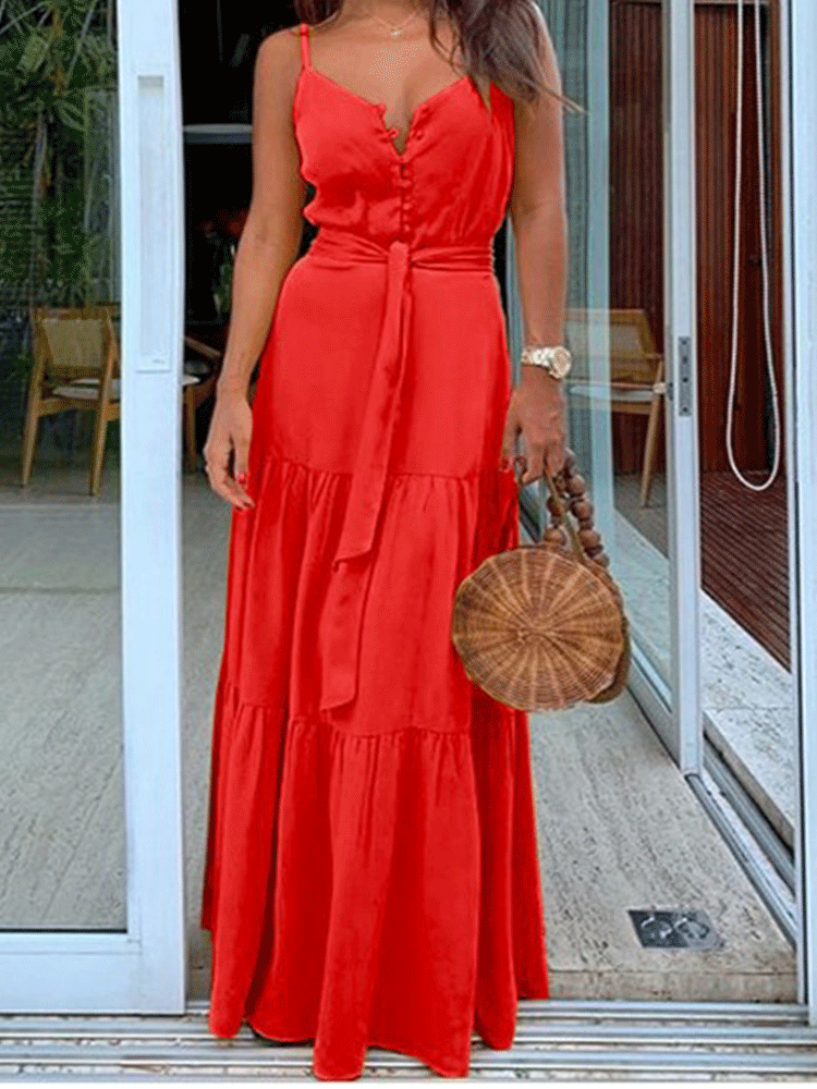 Spaghetti Strap Cake Maxi Dress