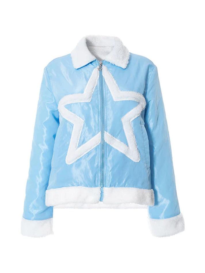 Plush Star Trim Design Jacket