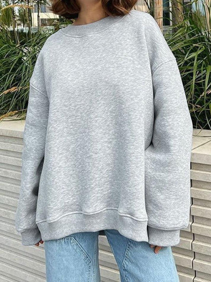 Solid Crew Neck Oversized Sweatshirt