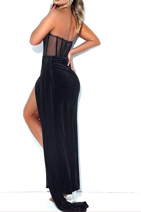 High Split Elegant Bandeau Maxi Dress