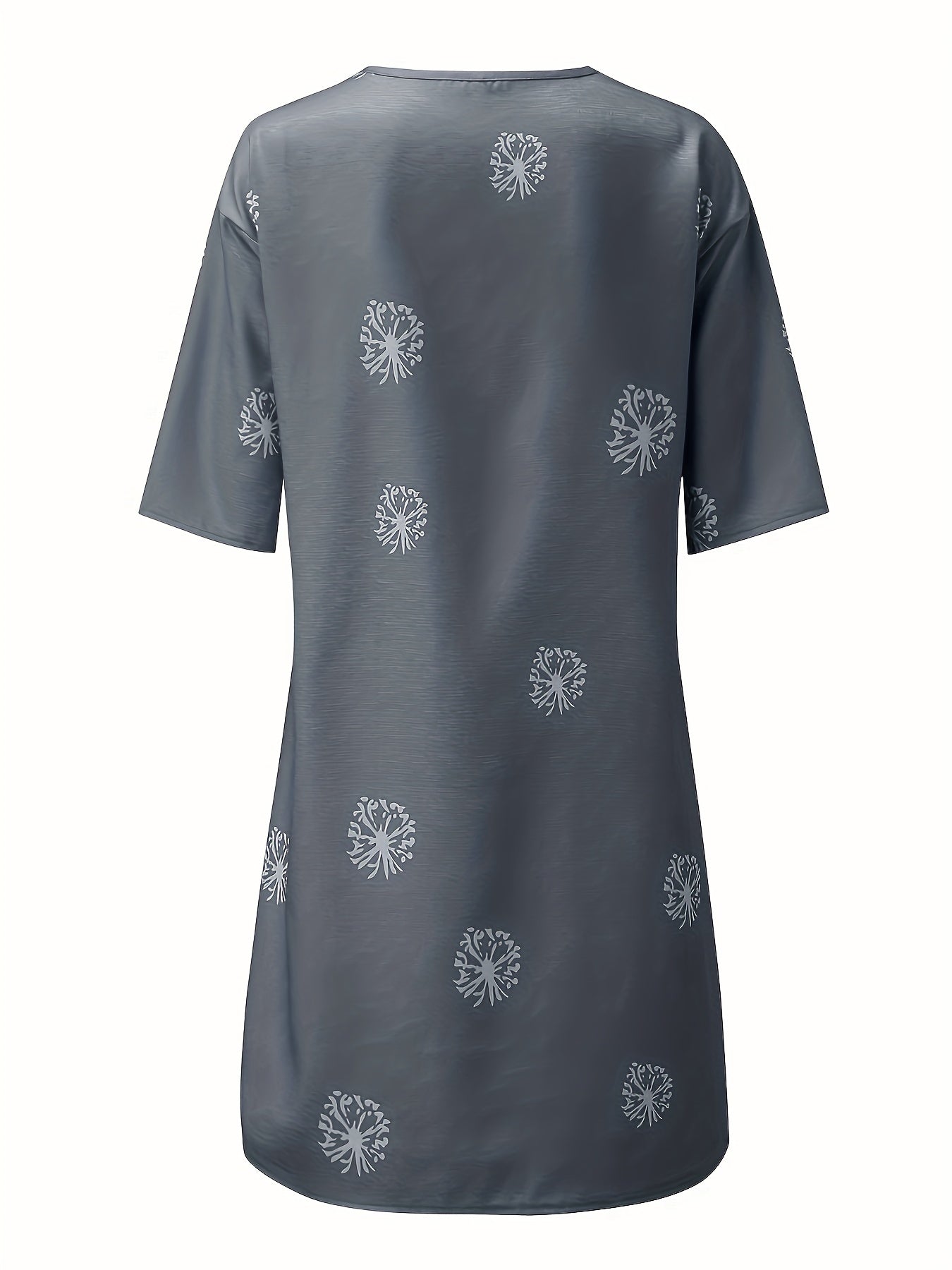 Chic Dandelion Print Womens Dress - Relaxed V-Neck Short Sleeve Style - Perfect Casual Everyday Wear