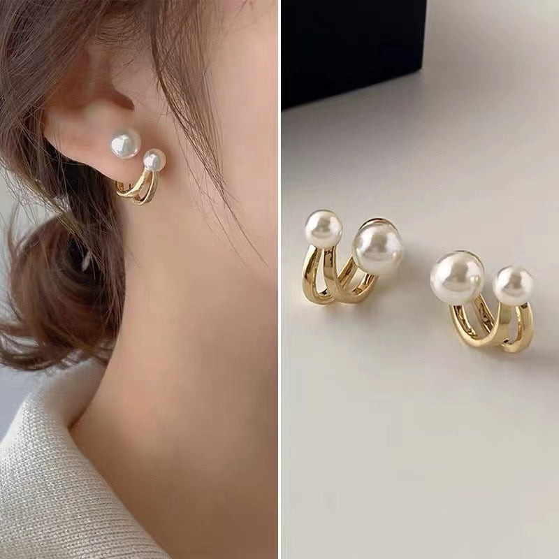 French Light Luxury Pink Tulip Flower Pearl Stud Earrings For Women Korean Zircon Exquisite Earring Party Christmas Jewelry Gift