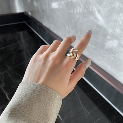 New Luxury Leaf Branch Shape Open Rings For Women Korean Party Exquisite Finger Ring Girls Minimalist Unusual Jewelry Gifts