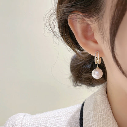 Korean New Light Luxury Zircon Fishtail Pearl Stud Earrings For Women Fashion Crystal Imitation Pearl Sweet Earring Girl Jewelry