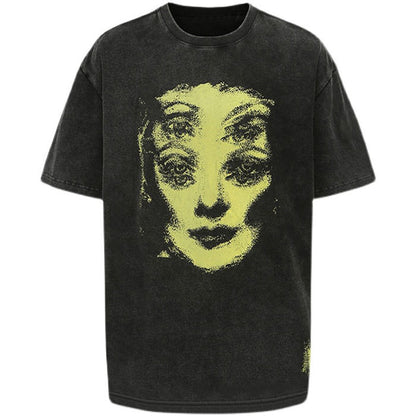 Grunge Ghost Face Graphic T-Shirt