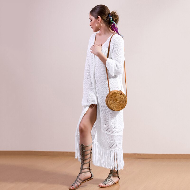 Sexy Cover Up Bikini Women Swimsuit Cover-up Beach Bathing Suit Beach Wear Knitting Swimwear Mesh Beach Dress Tunic Robe