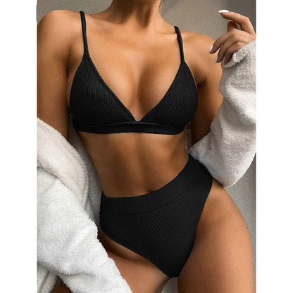 lovwvol Push Up Bikini Set Swimsuits High Waist Swimwear Women Ribbed Biquini Bathing Suits Brazilian Bikinis  Purple Bathers New