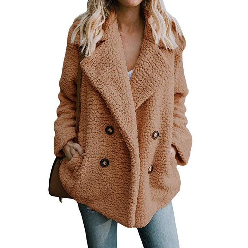 Teddy Coat Women Faux Fur Coats Long Sleeve Fluffy Fur Jackets Winter Warm Female Jacket Oversized Women Casual Winter Coat