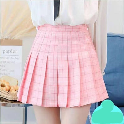 Sexy women short skirt cute female pleated skirt spring and autumn high waist solid color mini skirt summer female skirt