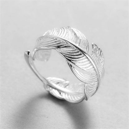 Simple Fashion Silver Color Feather Dolphin Adjustable Ring Exquisite Jewelry Ring For Women Party Wedding Engagement Gift