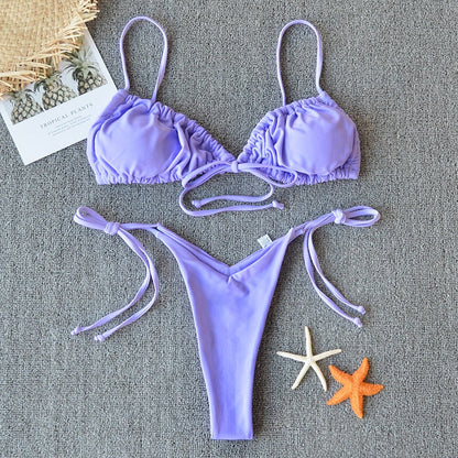 Sexy Micro Bikini Women Swimsuit Bandage Bikini Set Swimwear Female Halter Top Brazilian Bathing Suit Bather Biquini