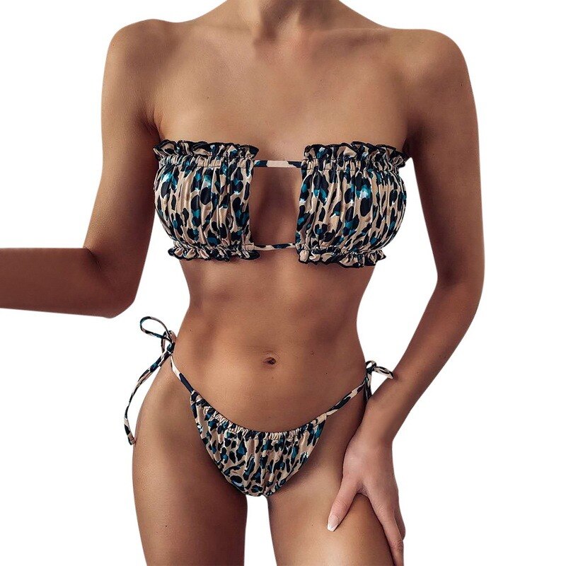 Women High Waist Bikini Sexy Swimsuit Swimwear Female Bandeau Thong Brazilian Biquini Bikini Set Bathing Suit Bather