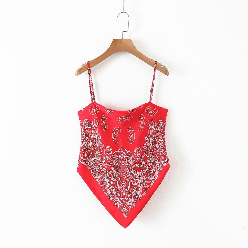 lovwvol New Women vintage paisley print spaghetti strap sexy chic camis tank ladies summer backless bowknot sling tops LS3866