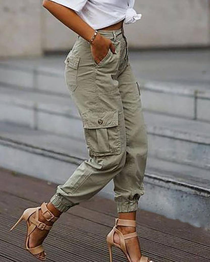 High Waist Cargo Pants With Pocket