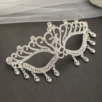 Bridal Masuqerade Masque Rhinestone Eye Mask Masque Cover for Men Women Girls Dance Cosplay Party Shiny Crystal Face Accessories