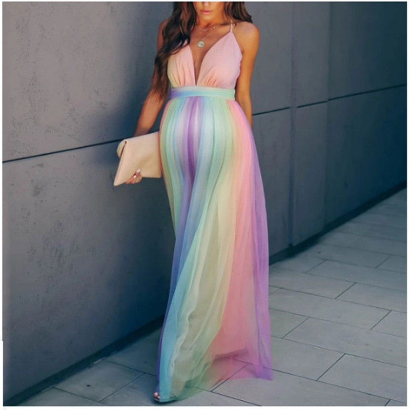 Dresses For Women  Pregnancy Shooting Dress Fashion Mesh Women's Dress V-Neck Maternity Clothes For Pregnant Women Clothing