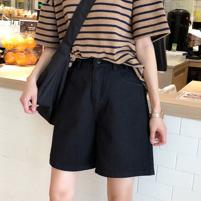 Spring And Summer New Women's Casual Loose Denim Shorts Fashion High Waist Wide Leg Shorts Female Bottoms B01409O