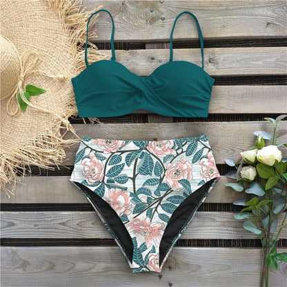 Sexy Bikini Female Swimsuit Women Swimwear Thong Push Up Bikinis Set High Waist Swimming Suits Ruffled Bathing Suit