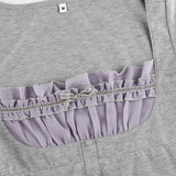 lovwvol Y2K Vintage Patchwork Kawaii Tshirts Fairycore Grunge Buttons Aesthetic Tops Square Collar Chic Frill Korean Shirt Cuteandpsycho
