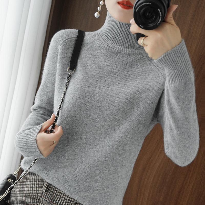 lovwvol Turtleneck Pullover Fall/winter  Cashmere Sweater Women Pure Color Casual Long-sleeved Loose Pullover Bottoming