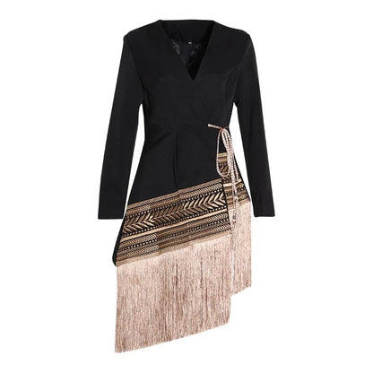 New Long Sleeve Women Jacket Suits Outwear Female Embroidered Irregular Fringed Casual Blazers Coats