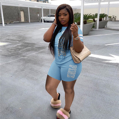 Casual 2 Piece Set Plus Size Women Tracksuit 3xl Pink Letter Print Tops + Biker Shorts Matching Sets Streetwear Outfits 3XL