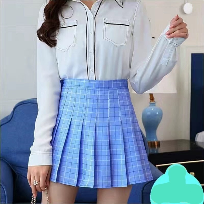 Sexy women short skirt cute female pleated skirt spring and autumn high waist solid color mini skirt summer female skirt