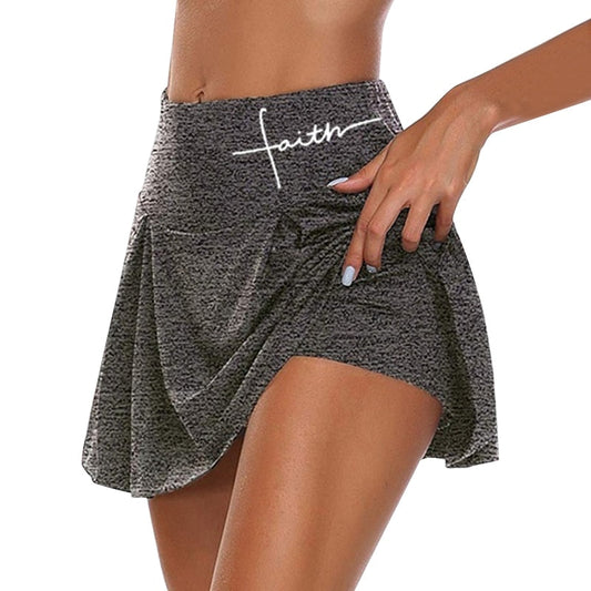 Gym Women Running Shorts Skirt High Waist New Shorts Mesh Double Layer Print Patchwork Fitness Shorts Sports Short Skirt Drop