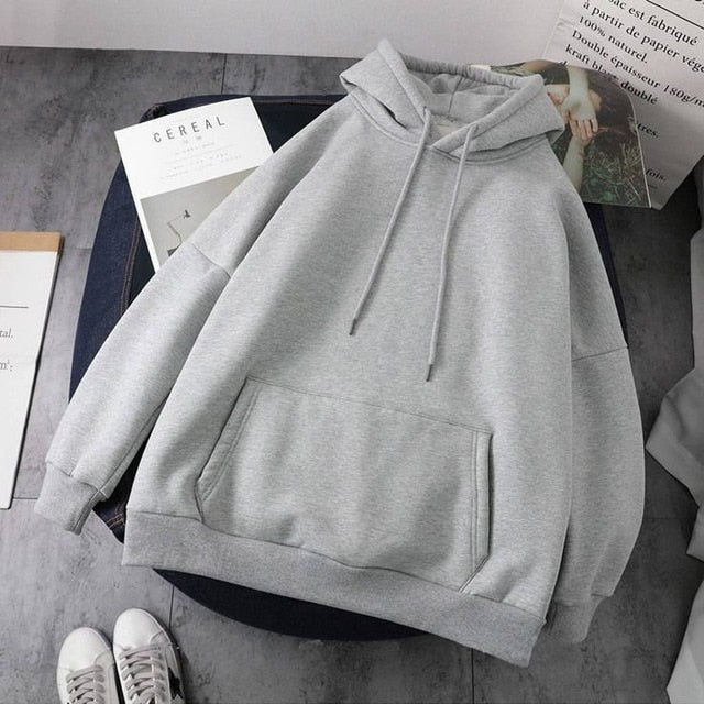 lovwvol Jacket women solid color hoodies autumn winter imitation lamb wool korean loose plus velvet thick zipper sweatshirt tops