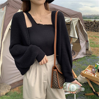 Women's Casual Knitted Cardigan Solid Color Long Sleeve Loose Knitwear Spring Autumn Fashion Coat Outwear E-Girl Streetwear