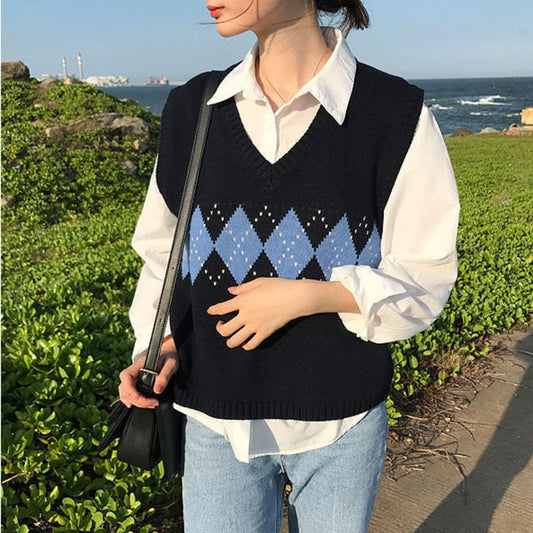 Women's Sweater Winter Geometric Pattern Fashion Basic Casual Regular Tops Female Long Sleeve Korean Oversize Jumpers Pullovers