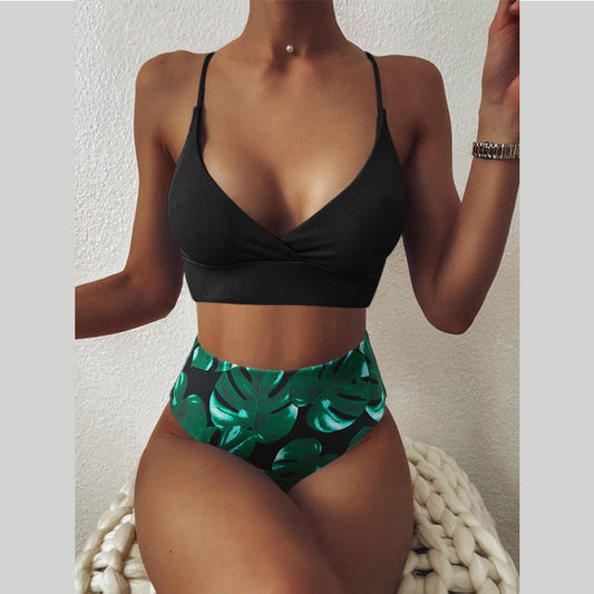 Sexy Bikini Swimwear Women Special Fabric Swimsuit Biquini Two Pieces Beachwear Push Up Swimsuit Women High Waist Bikini