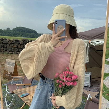 Women's Casual Knitted Cardigan Solid Color Long Sleeve Loose Knitwear Spring Autumn Fashion Coat Outwear E-Girl Streetwear