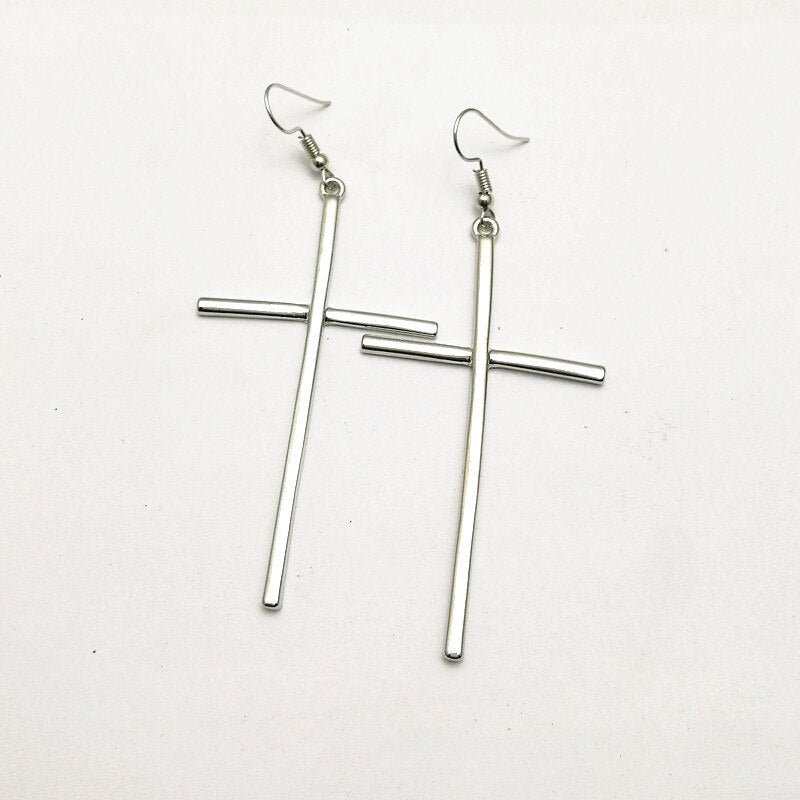 New Vintage Big Cross Long Earrings for Women Simple Cross Drop Earrings Jewelry Girl Party Wedding Birthday Bijoux Gift