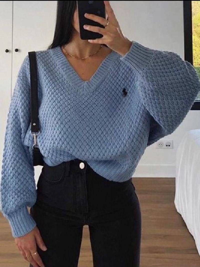 hot sale spring and autumn new fashion sexy v-neck loose top women Harajuku oversized sweater women fall sweaters for women