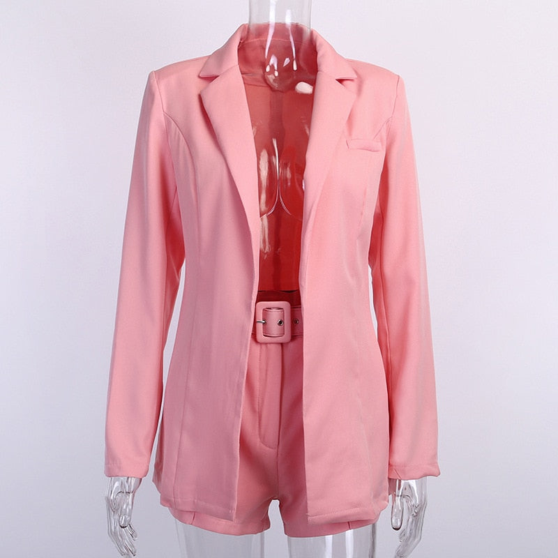 Two Piece Blazer Set Women Office Set 2 Pieces Elegant Work OL Blazer And Shorts Coat Woman Sexy Chic Suit   Summer Clothes