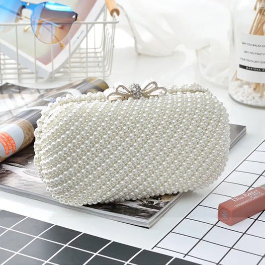 European American hot sell sweet ladies girls women pearl clutch bag elegant party evening bag