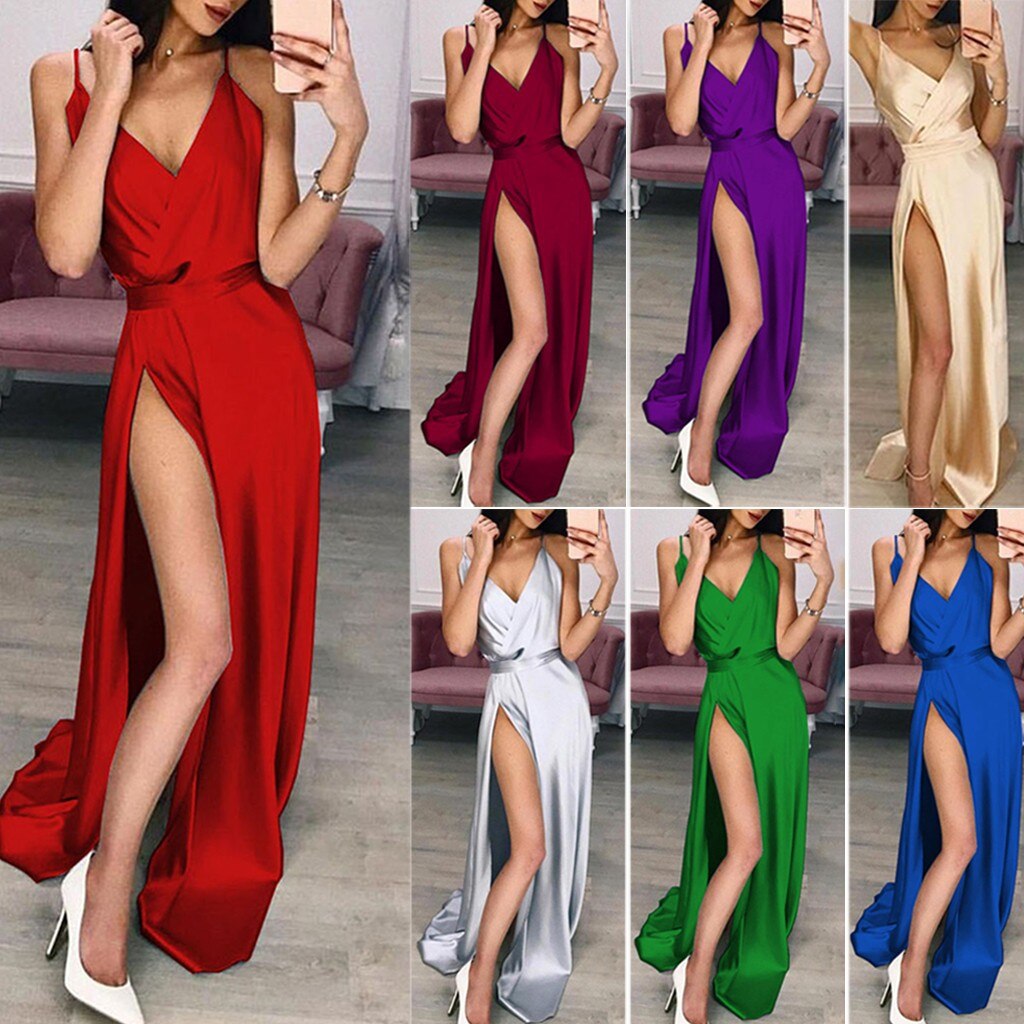 Backless Sexy Strap Split Summer Dress Women Y2K Long Dresses Sleeveless Camisole Clubwear Evening Party Dress Women's Robe