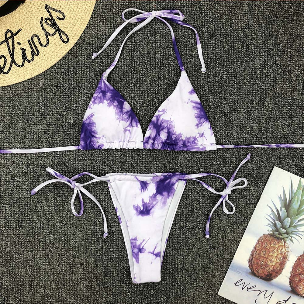 Swimwear Women Tie dye Bikini Set Bathing Suit Beachwear Push Up Swimming Swimwear Sexy Bandage Swimsuit Bikini