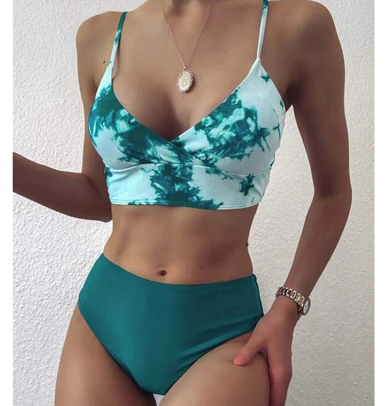 Sexy Bikini Swimwear Women Special Fabric Swimsuit Biquini Two Pieces Beachwear Push Up Swimsuit Women High Waist Bikini