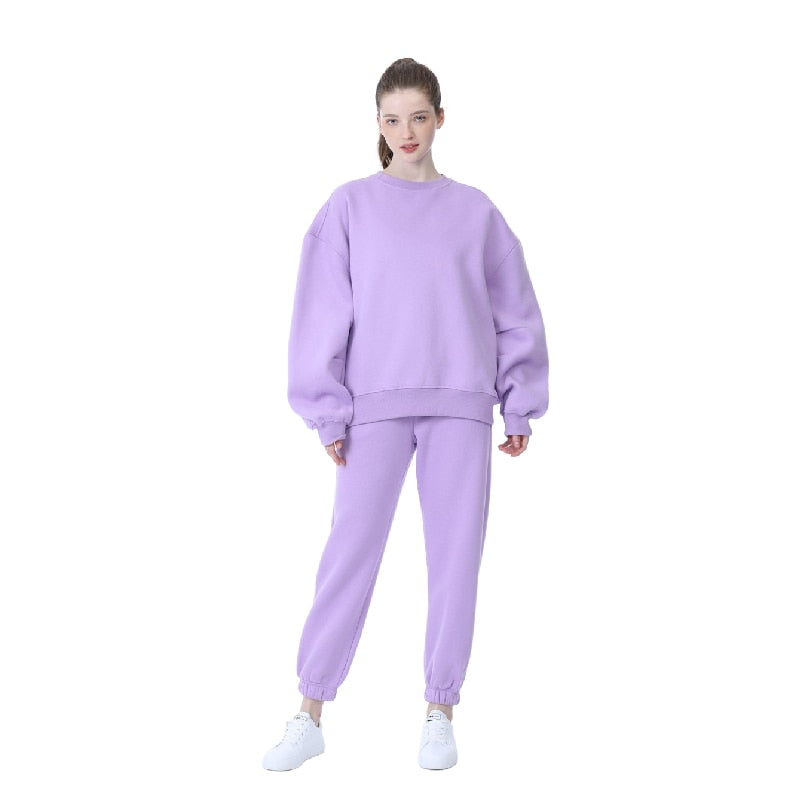 lovwvol New Winter Women's Tracksuit Hoodies Pants Suit Oversized Casual Fleece Two Piece Set Sports Sweatshirts Pullover Outfits