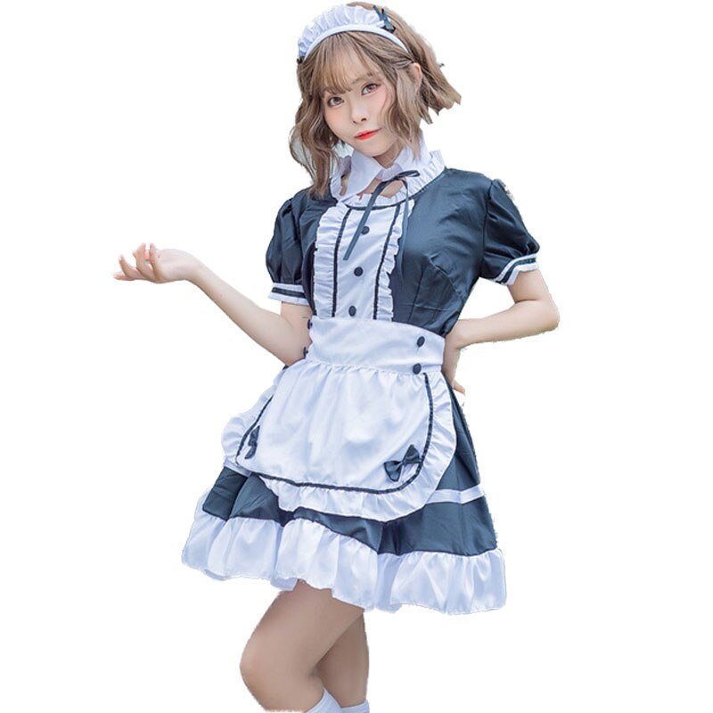 Sweet Lolita Dress French Maid Waiter Costume Women Sexy Mini Pinafore Cute Ouji Outfit Halloween Cosplay For Girls Plus Size