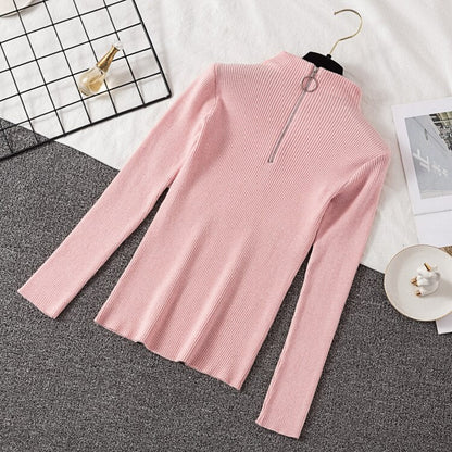 lovwvol Sexy Turtleneck Sweater Women Autumn Winter Clothes Sueter Mujer Zip Christmas Sweaters Pink Fashion Pullovers Ladies