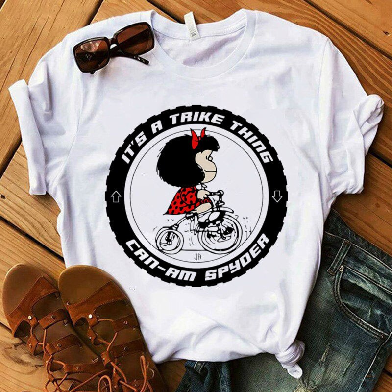 Mafalda T-shirt Women Summer Harajuku Casual Short Sleeve T-shirts Streetwear O-Neck White Tops Tee 90s Cartoon Tshirt Femme Top