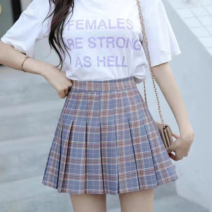 Sexy women short skirt cute female pleated skirt spring and autumn high waist solid color mini skirt summer female skirt