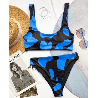 Sexy Bikini Mujer New Cow Print Swimsuit Women Two Pieces Push Up Biquini Brazilian Swimming Suit For Women Beach Swimwear