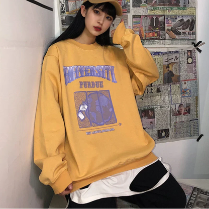 lovwvol  Autumn Thin Pullover Women Jumper Letter Sweatshirt Korean Casual Loose Tops Sweatshirt Vintage Harajuku Hoodie Polerones Mujer