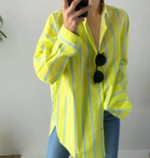 Spring Autumn New Striped Long-Sleeve Shirt Female Korean Style Cotton Women Blouses and Tops Fashion