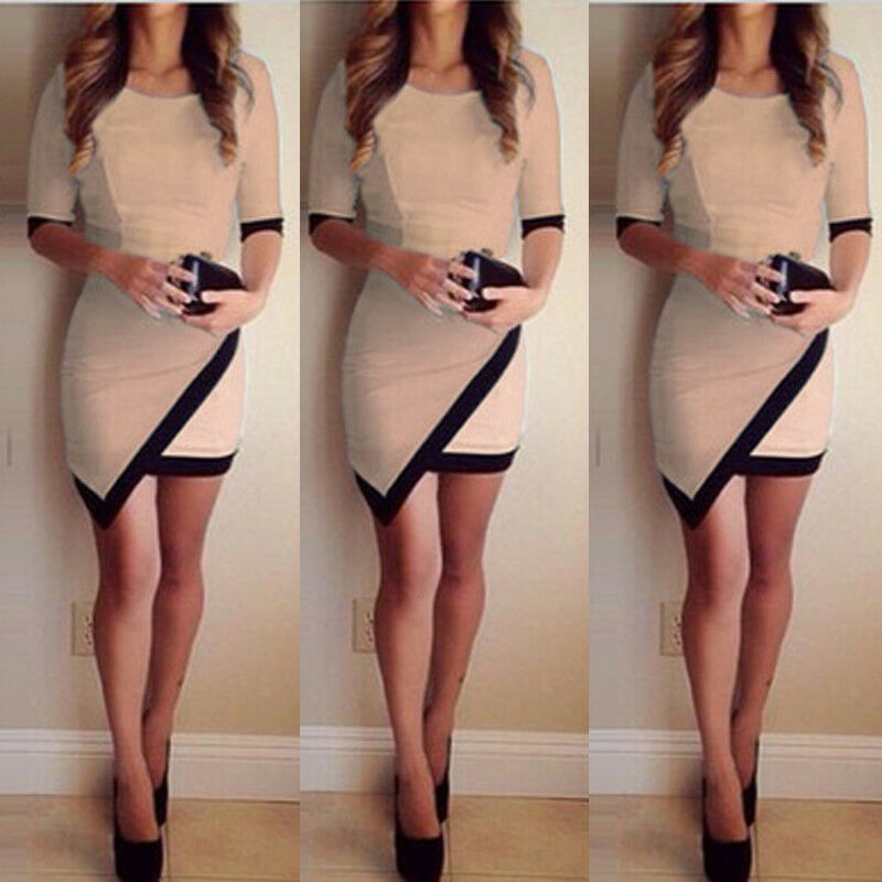 Elegant Half Sleeve Party Club OL Office Lady Mini Dress Irregular Tunic Split Clothes New Women Sexy Formal Bandage Dress